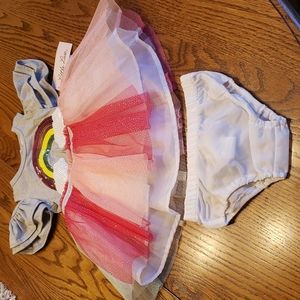 Little Lass Pink & Gray Rainbow Dress, 12M, NWT